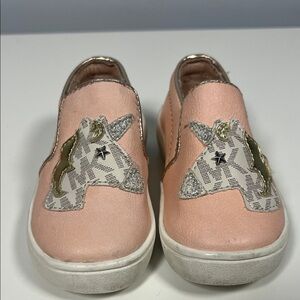 Michael Kors Kids Blush Pink Unicorn Jem Magic Slip In Sneakers Baby Girl Size 5